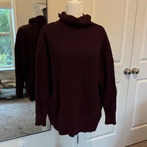Aerie Deep Burgundy Cowl Neck Sweater